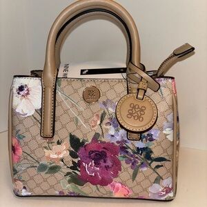 Nine West Floral Tan Handbag NWT